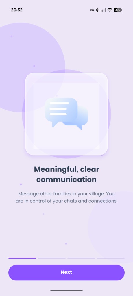 SEN Village Connect screen showing meaningful communication with families in your village